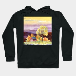 landscapes of watercolor country house Hoodie